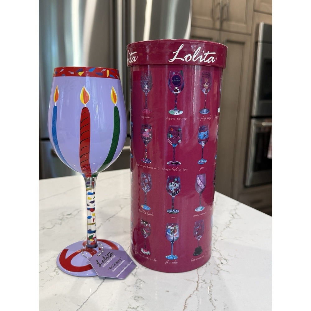 Lolita "60 is Sexy" Hand Painted Wine Glass Birthday Gift